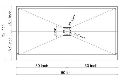 alcove shower dimensions