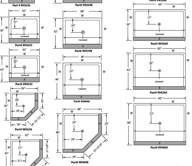 standard shower dimension examples